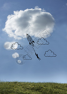 天空中与人共舞的火箭计算机阳光农村飞行场地绘图涂鸦笔图背景图片