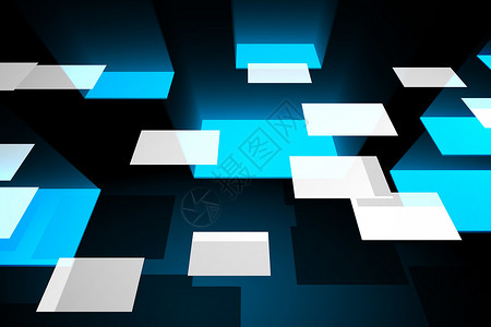 蓝色立方体图案绘图计算机未来派技术白色背景图片
