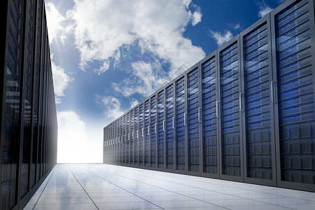 天空中的服务器走廊数据中心数据库多云硬件技术科技计算机大厅网络数字背景图片