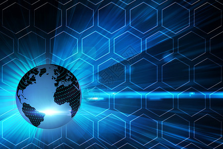 世界范围内数字地球背景黑色计算机国际全球绘图未来派范围世界蓝色技术背景