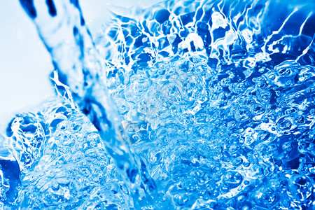 蓝水宏观气泡液体飞溅流动海浪运动波纹背景图片