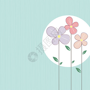诞生50周年春花可爱卡片墙纸装饰艺术品风格雏菊绘画念日紫色插图背景