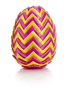 复活节鸡蛋对象文化阴影彩蛋反射影棚庆典丝带粉色假期背景图片