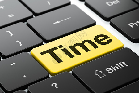 时间线概念 在计算机键盘背景上的时间倒数按钮黑色运动进步钥匙年表小时黄色历史背景图片