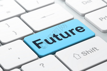过去与未来时间线概念 未来在计算机键盘背景上背景