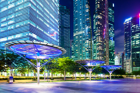 新加坡天线反射城市市中心办公室公司景观风景金融都市扇子背景图片