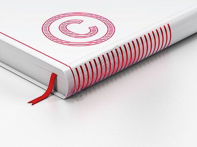 红色的书法律概念 闭门书籍 白人背景版权执照贸易书签数据文学丝带标签专利阅读学习背景