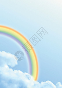 云彩中的彩虹白色蝴蝶横幅云景光谱蓝色条纹插图自由魔法背景