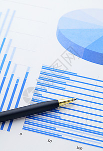 图表和笔统计电子金融投资数字表格文档数据生长市场背景图片