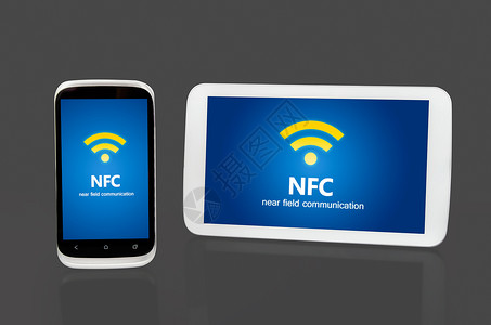 NFC芯片移动设备 无线通信和付款高清图片