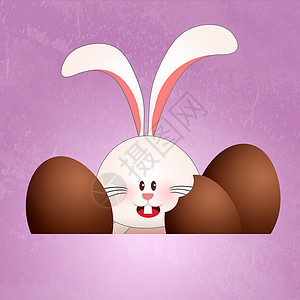 带复活节蛋的兔子椭圆形插图礼物传统庆典季节假期乐趣季节性背景图片