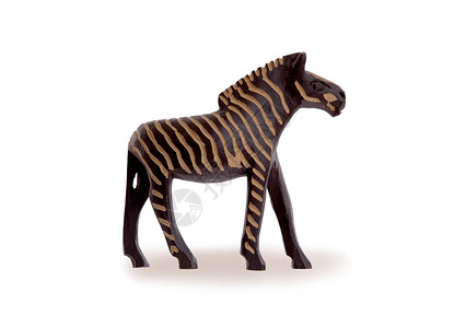 矢量可爱小斑马与世隔绝的木玩具斑斑马工艺古董雕塑雕刻哺乳动物塑像纪念品玩具运气白色背景