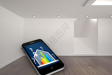 智能手机屏幕上的Ber评级站综合图像计算机绘图灰色设备房子评级楼梯媒体能效脚步背景图片