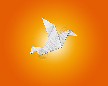 白色折纸由纸制成的折纸鸟背景