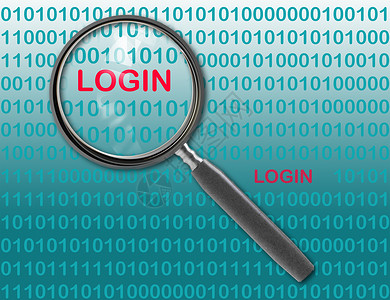 登录时放大镜的特写安全黑客电脑密码网络身份犯罪背景图片