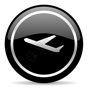 飞机手机图标depar性图标手机圆圈商业黑色天线出港飞机船运喷射电脑背景