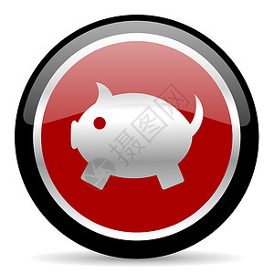 红色小圆圈相框小猪银行图标商业小猪投资经济收益按钮手机金融储蓄电话背景