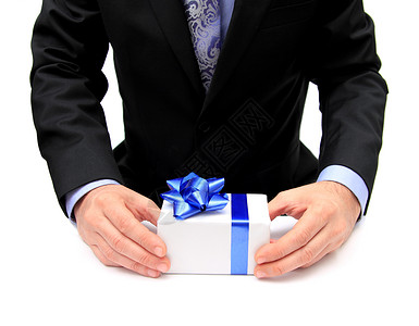 企业现 实业手指人士黑色盒子男性商业问候语纪念日蓝色白色背景图片