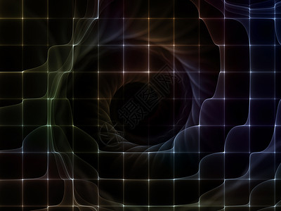 黑色网格虚拟空间正弦波科学辐射渲染力量旋转曲线漩涡网格数学背景