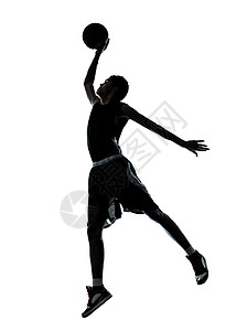 1号篮球素材篮球选手灌篮球双影男性阴影成年人跳跃黑色男人年轻人扣篮玩家飞跃背景