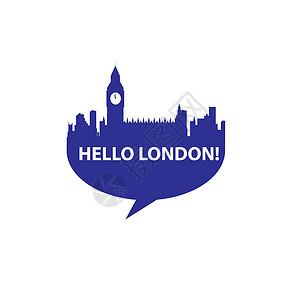 伦敦元素哈罗  隆登演讲话框旅游旅行景观时间插图塔桥气泡网络背景