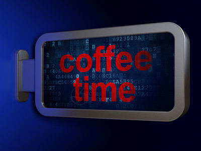 咖啡时间海报时间表概念 在广告牌背景上咖啡时间背景