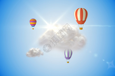 用热空气气球计算云层图形绘图计算机热气球技术云计算自由背景图片