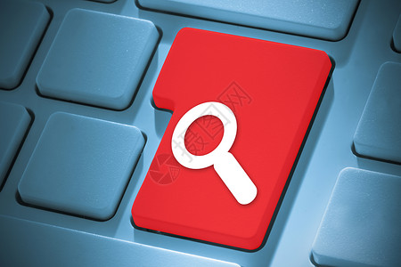 输入键上放大镜的复合图象搜索技术绘图计算机计算红色钥匙键盘调查电脑背景图片