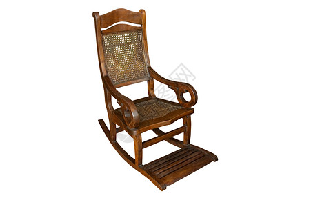 木制摇椅孤立荆棘配件闲暇家具座位手工业柳条优雅木头摇杆背景图片