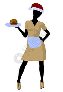 传菜电梯非裔美国女服务员香椿管家仆人服务器卡通片传菜员女士男仆艺术帽子背景