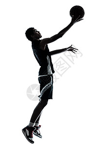 篮球运动员的轮廓黑色跳跃背光阴影男人背景图片