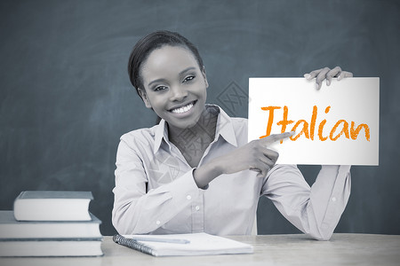 快乐的老师在意大利语栏目上背景图片