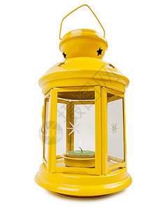 黄灯笼烛台金属蜡烛黄色玻璃背景图片