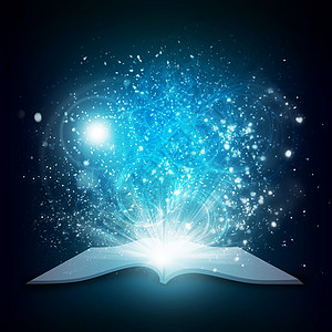 魔法星星旧书 有神奇的光芒和流星星星想像力故事辉光图书馆文学黑色智慧学校童话背景