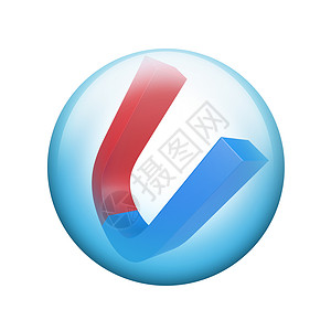 球形图标红色和蓝色磁铁 球形光滑按钮背景