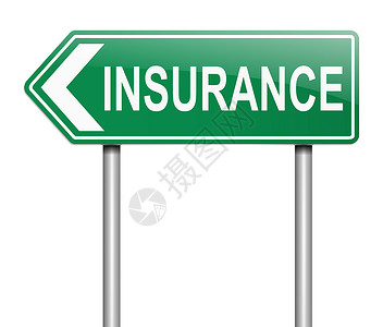 保险概念插图路标绿色被保险人赔款合同赔偿金融损害保障背景图片