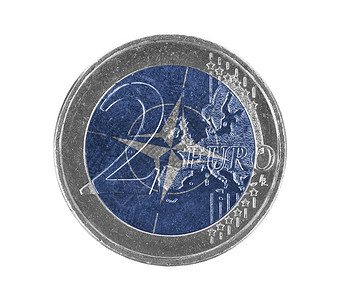 欧元硬币 2 欧元银行业联盟市场货币古董金融金属交换经济现金背景图片