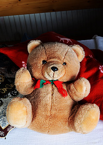 泰迪熊礼物妹子围巾动物毛毡棕色孩子们婴儿眼睛季节背景图片