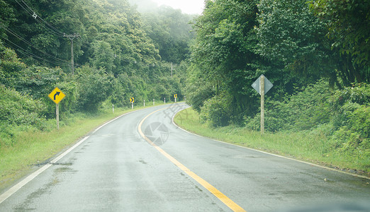 乡村绿道穿越绿地的沥青路横跨绿田背景