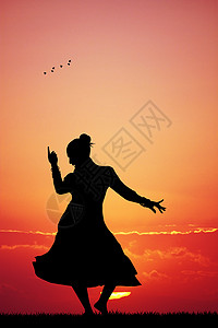 亚洲女孩舞蹈身体宗教女性展示假期文化日落仪式插图庆典背景图片