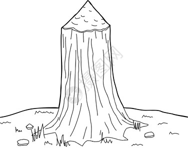 树桩手绘概括的薄线树背景