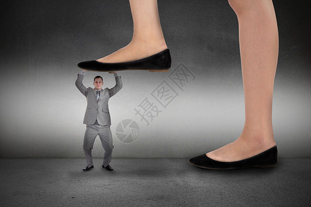 商业妇女踏上小商贩的复合形象 女商务人士经理工人员工职业挣扎领导礼服芭蕾舞鞋重量平底鞋背景