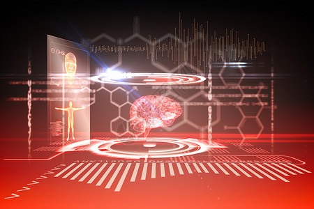 黑色和红色医疗接口电脑绘图数字技术未来派计算计算机生物学界面插图背景图片