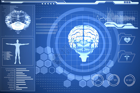 蓝色医学生物学界面蓝色科技技术身体插图绘图计算未来派计算机数字电脑背景图片