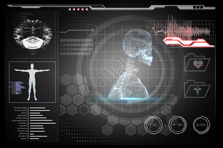 黑色医学生物学界面 黑色插图计算机电脑计算绘图身体数字科技未来派技术背景图片