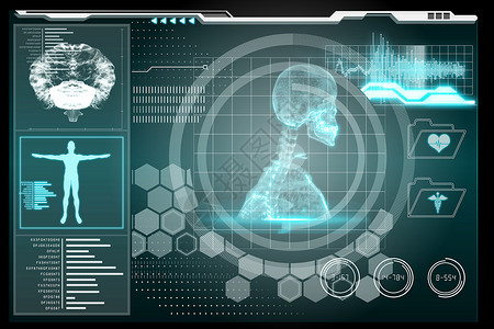 蓝色医学生物学界面蓝色未来派绘图医疗科技计算计算机数字身体插图电脑背景图片