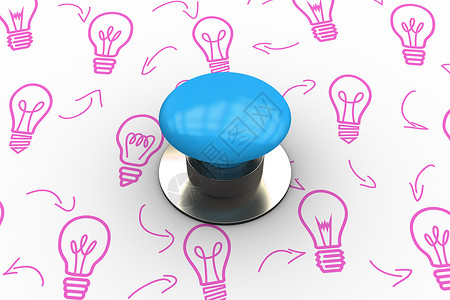 以创意和创新图形为起点启动一个字灯泡合金控制涂鸦蓝色力量按钮计算机流行语背景图片