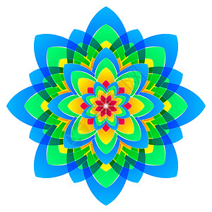 蓝色花卉圆环曼达拉花朵 圆圈彩彩色背景
