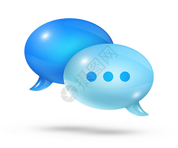 蓝色聊天框蓝色言语泡沫网络社会短信全球话框横幅空格处白色通讯嗓音背景