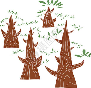 摘要树插图卡通片三角形团体树叶绿色分支机构手绘背景图片